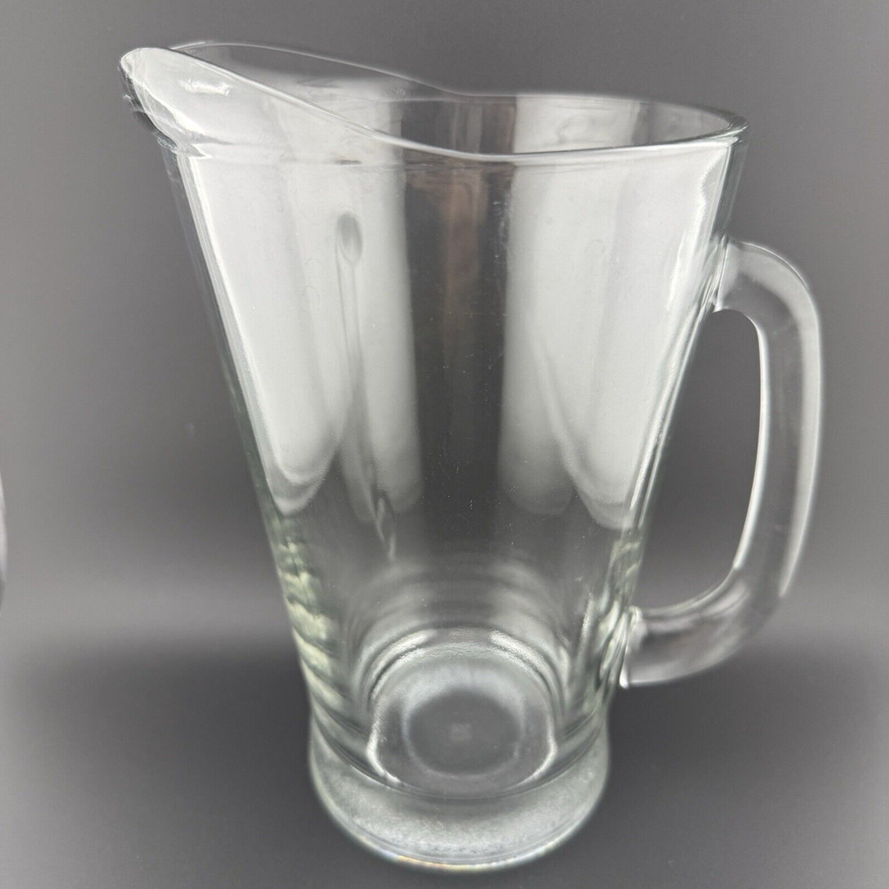 1970's ANCHOR HOCKING 8" glass retro water/beer pitcher USED / Clean LOGO